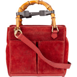 Gucci Suede Bamboo Top Handle Handbag