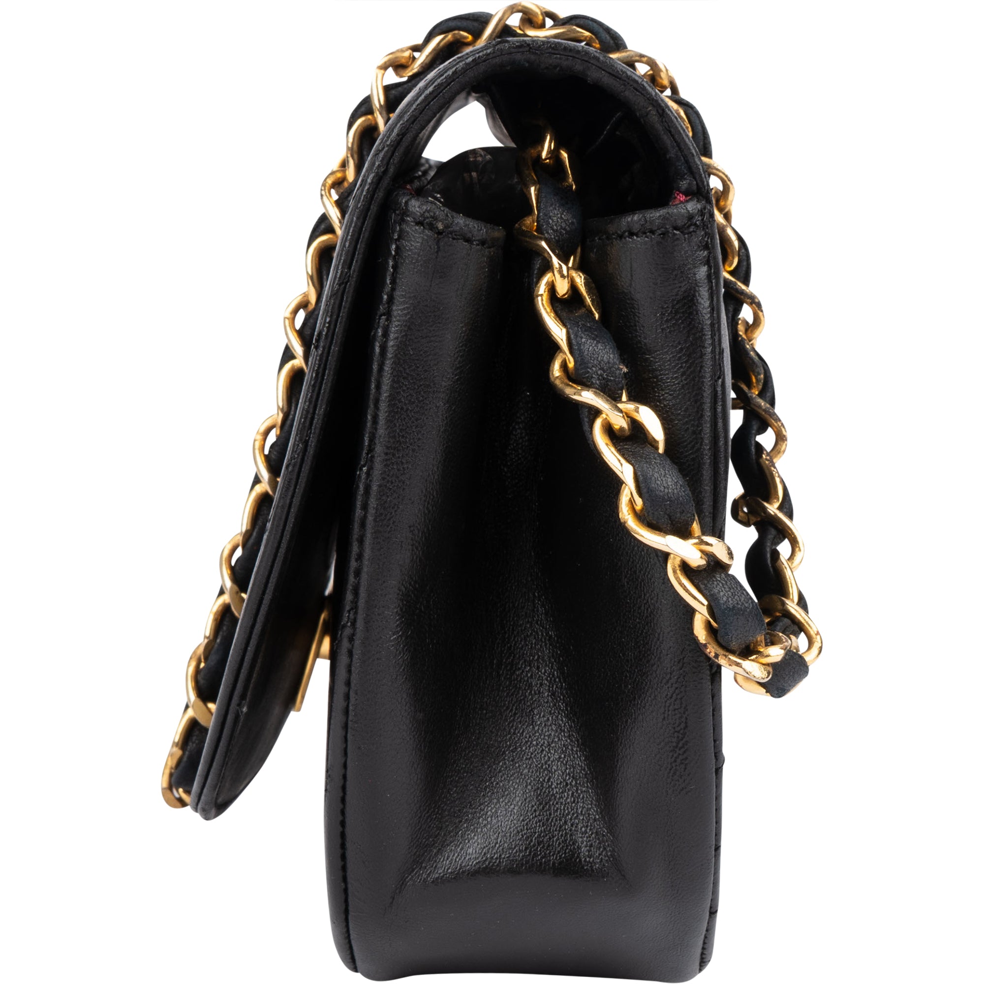 Chanel Lambskin Halfmoon Single Flap Shoulder Bag - vintageandkickz