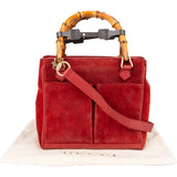 Gucci Suede Bamboo Top Handle Handbag