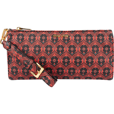 Miu Miu Printed Leather Wristlet Pouch - vintageandkickz