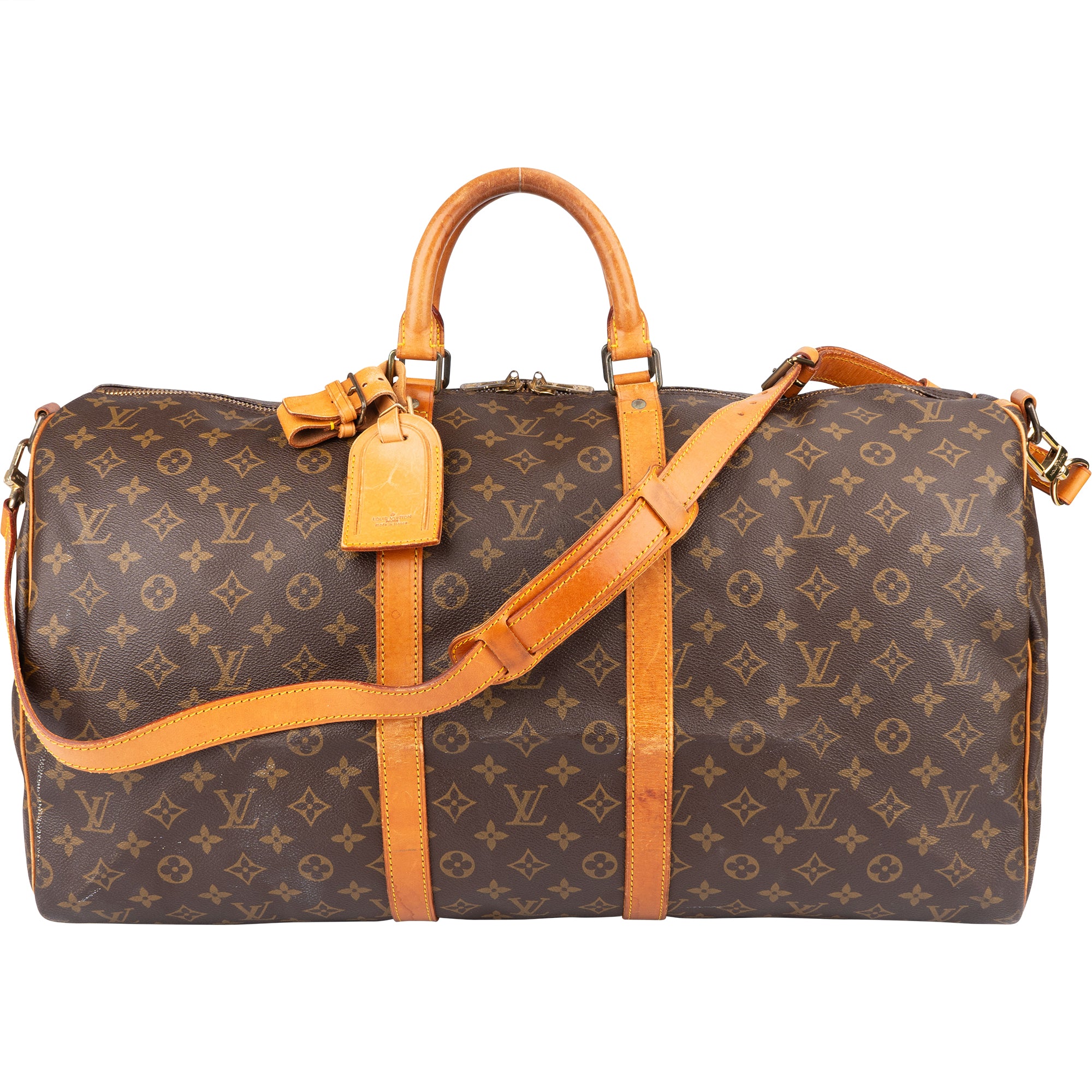 Louis Vuitton Monogram Canvas Keepall 55 Bandoulière Travel Bag - vintageandkickz