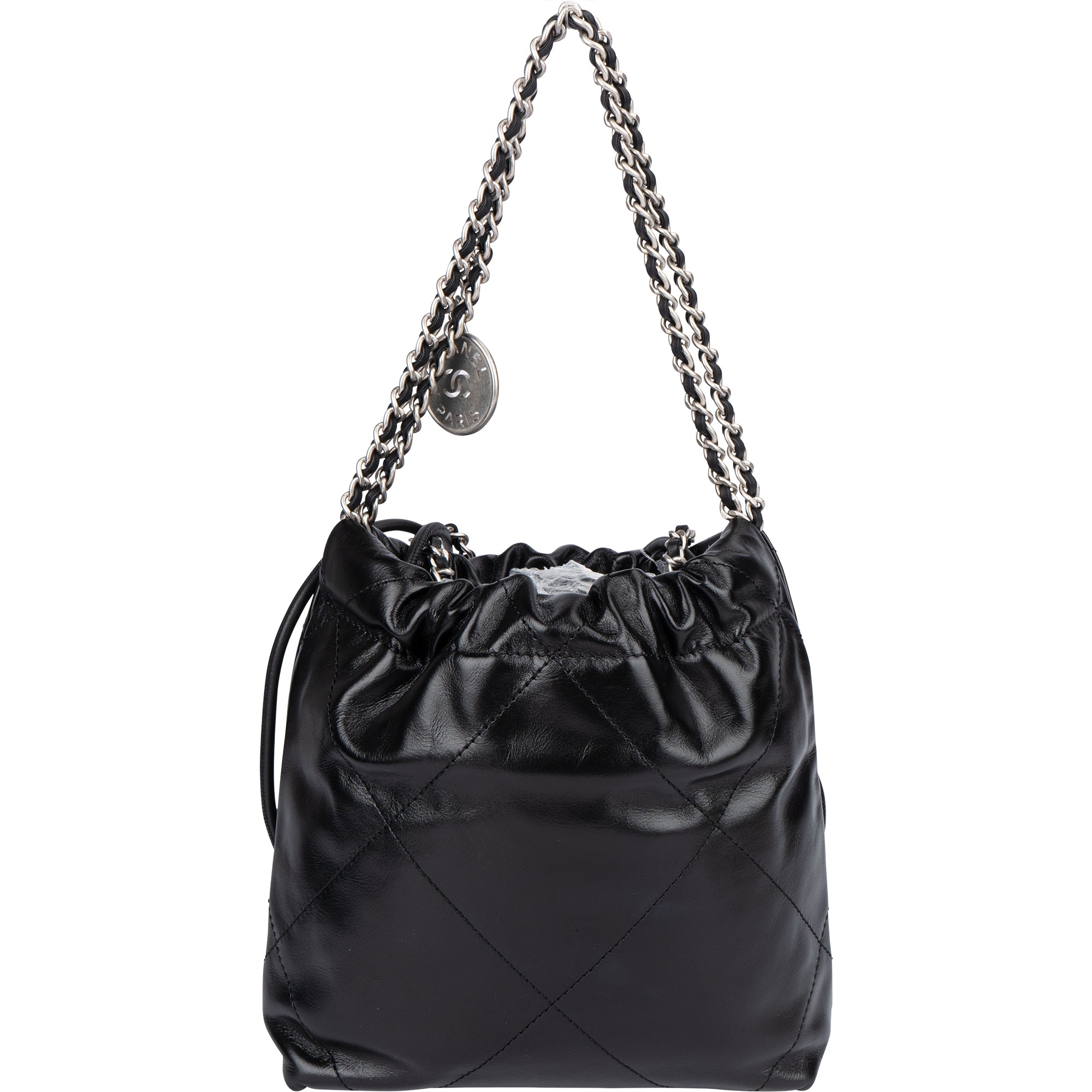 Chanel Noir Quilted Calfskin Small 22 Shoulder Bag - vintageandkickz