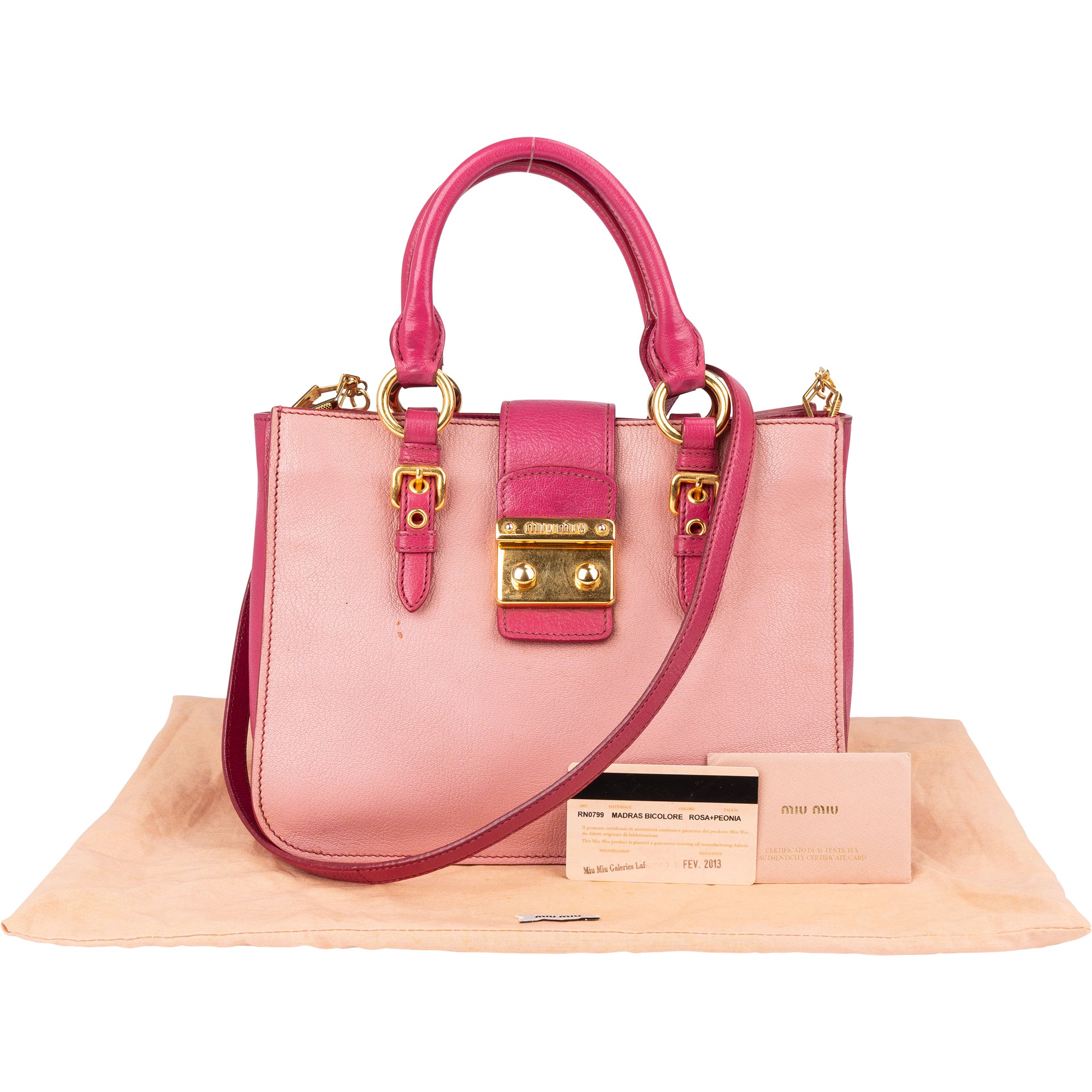 Miu Miu Leather Madras Bicolore Handbag - vintageandkickz