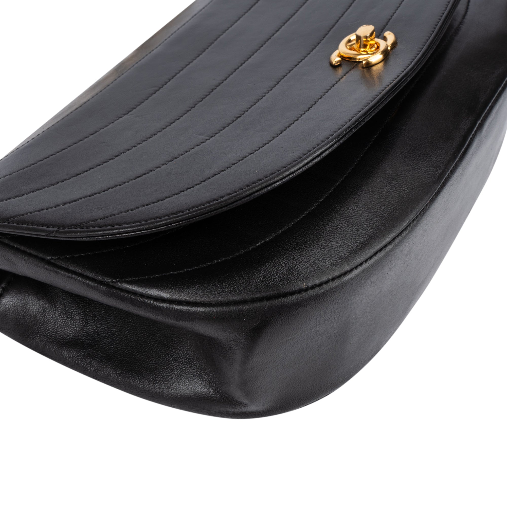 Chanel Lambskin Halfmoon Single Flap Shoulder Bag - vintageandkickz