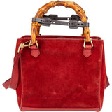 Gucci Suede Bamboo Top Handle Handbag