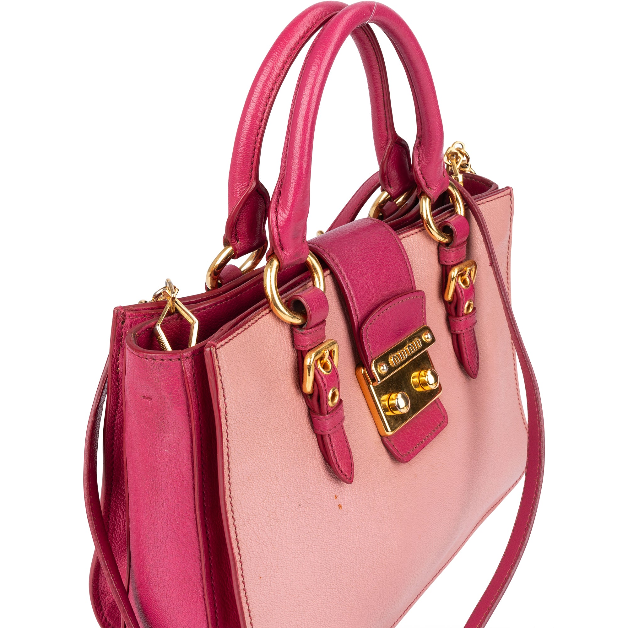 Miu Miu Leather Madras Bicolore Handbag - vintageandkickz
