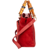 Gucci Suede Bamboo Top Handle Handbag