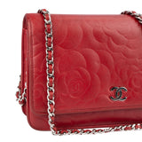 Chanel Camellia Embossed Leather Wallet on Chain Crossbody Bag