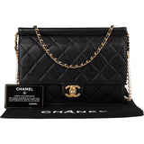 Chanel Quilted Lambskin Pearl Strap Single Flap Crossbody Bag