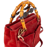 Gucci Suede Bamboo Top Handle Handbag