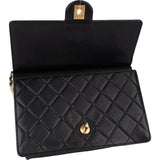 Chanel Quilted Lambskin Pearl Strap Single Flap Crossbody Bag