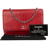 Chanel Camellia Embossed Leather Wallet on Chain Crossbody Bag
