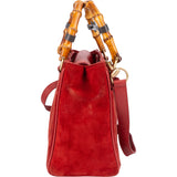 Gucci Suede Bamboo Top Handle Handbag