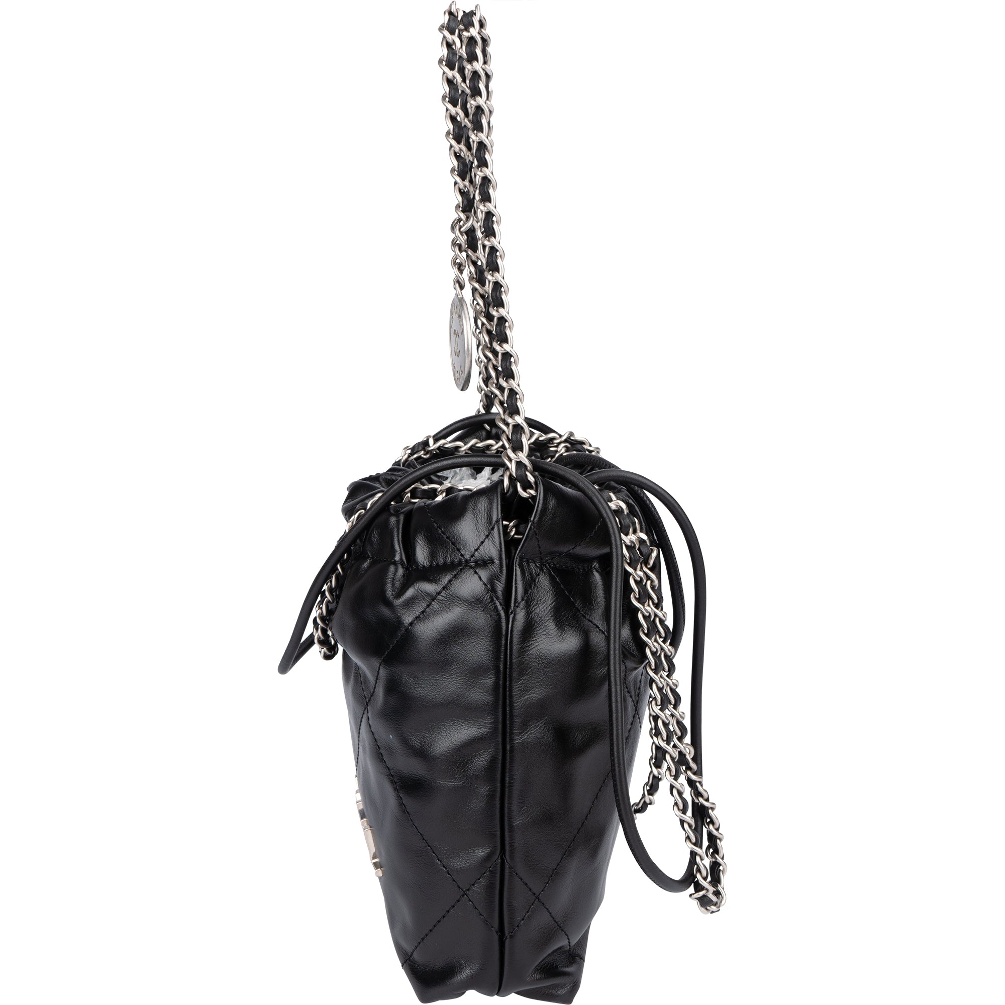 Chanel Noir Quilted Calfskin Small 22 Shoulder Bag - vintageandkickz