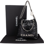 Chanel Noir Quilted Calfskin Small 22 Shoulder Bag - vintageandkickz