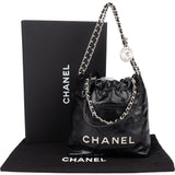 Chanel Noir Quilted Calfskin Small 22 Shoulder Bag - vintageandkickz