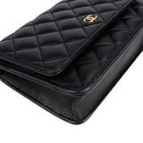 Chanel Quilted Caviar Leather Wallet on Chain Crossbody Bag