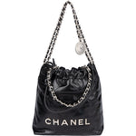 Chanel Noir Quilted Calfskin Small 22 Shoulder Bag - vintageandkickz