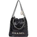 Chanel Noir Quilted Calfskin Small 22 Shoulder Bag - vintageandkickz