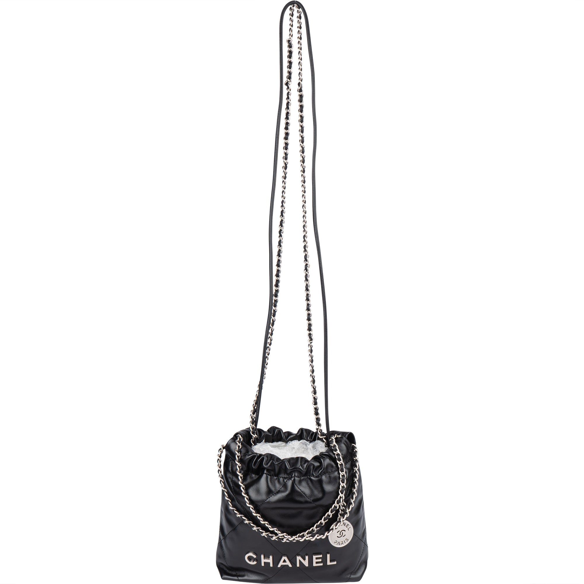 Chanel Noir Quilted Calfskin Small 22 Shoulder Bag - vintageandkickz