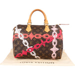 Louis Vuitton Monogram Canvas Chain Flower Speedy 30 Handbag - vintageandkickz