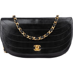 Chanel Lambskin Halfmoon Single Flap Shoulder Bag - vintageandkickz
