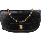 Chanel Lambskin Halfmoon Single Flap Shoulder Bag - vintageandkickz