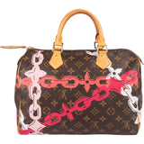 Louis Vuitton Monogram Canvas Chain Flower Speedy 30 Handbag - vintageandkickz