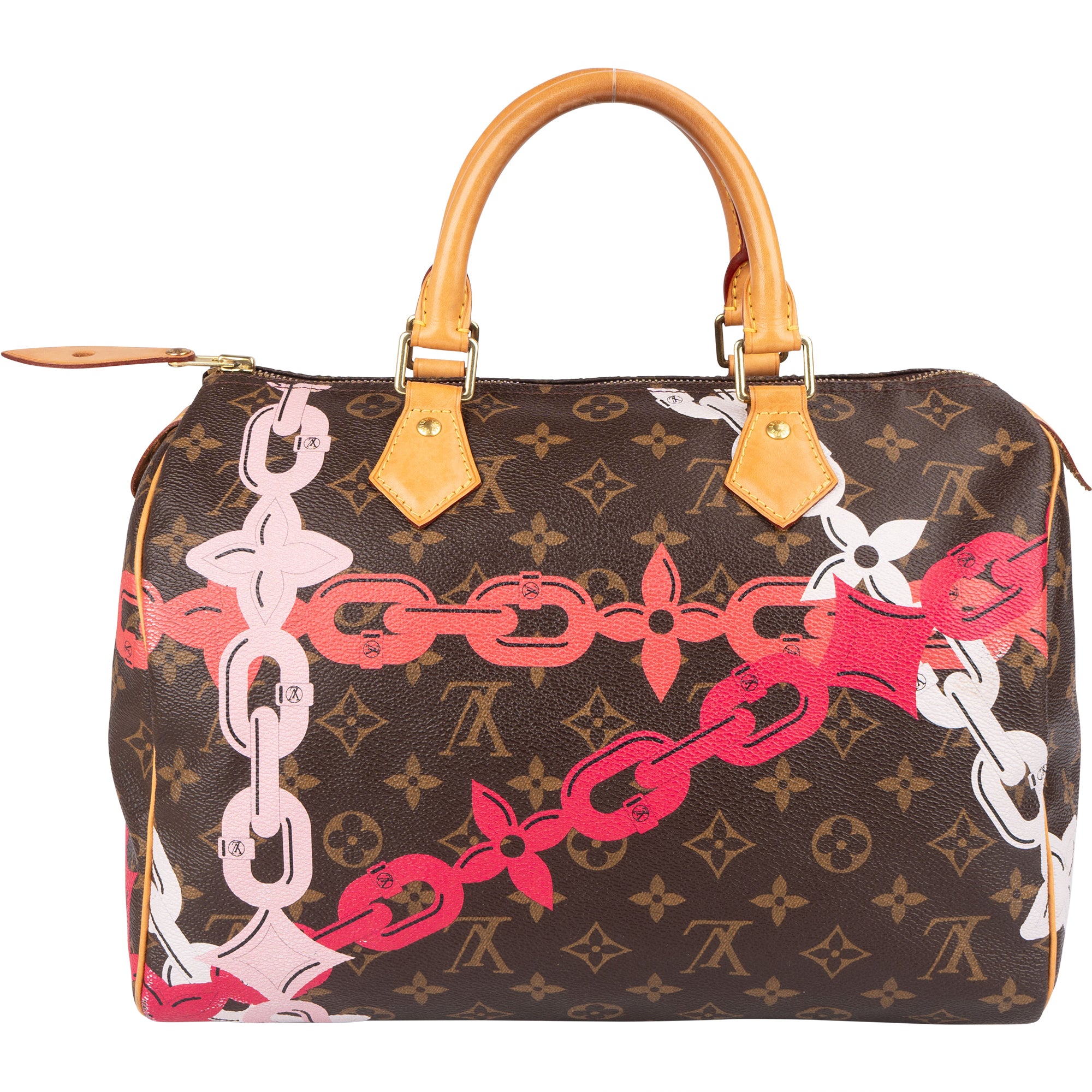 Louis Vuitton Monogram Canvas Chain Flower Speedy 30 Handbag - vintageandkickz