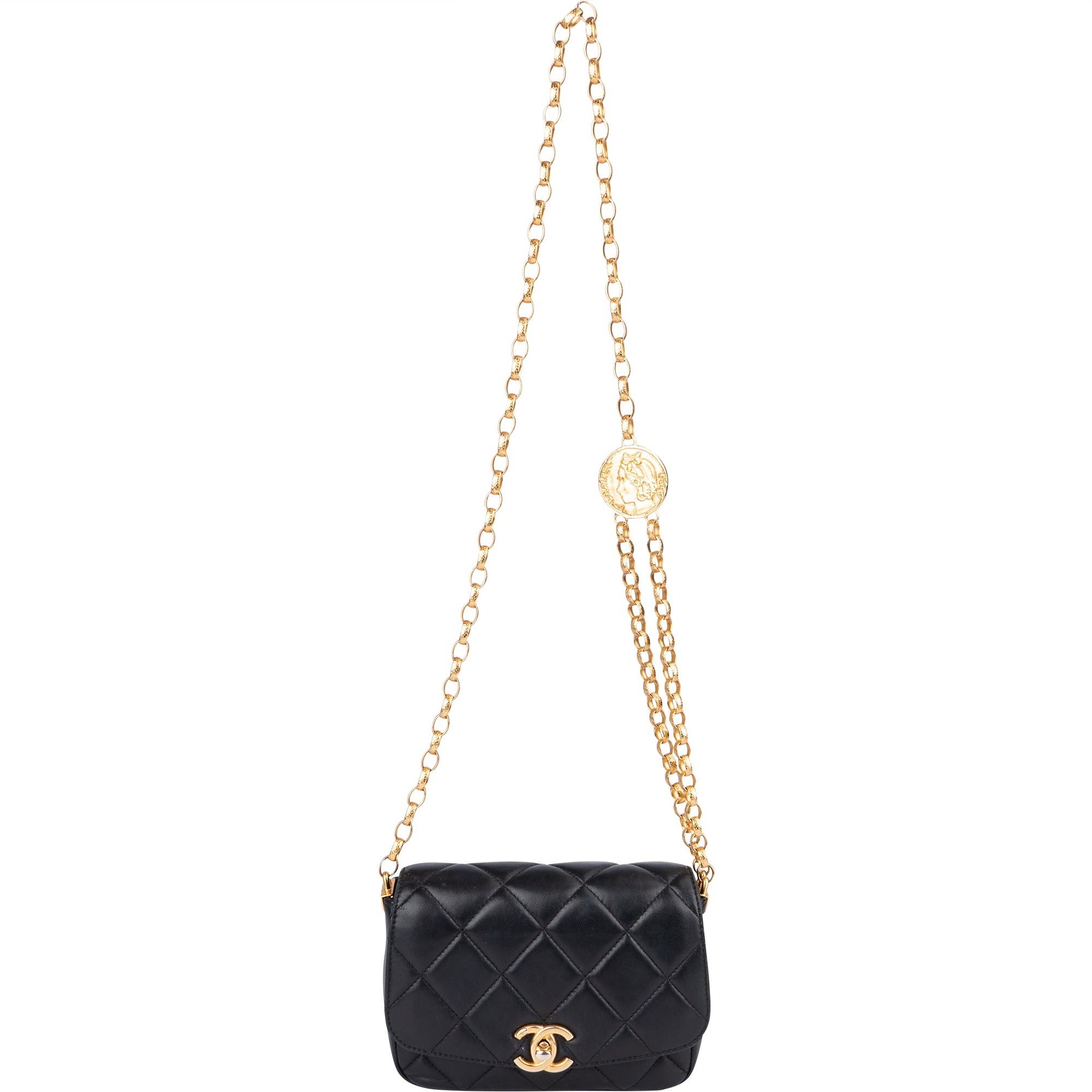 Chanel Quilted Lambskin Mini Coin Single Flap Crossbody Bag - vintageandkickz