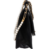 Chanel Quilted Lambskin Pearl Strap Single Flap Crossbody Bag