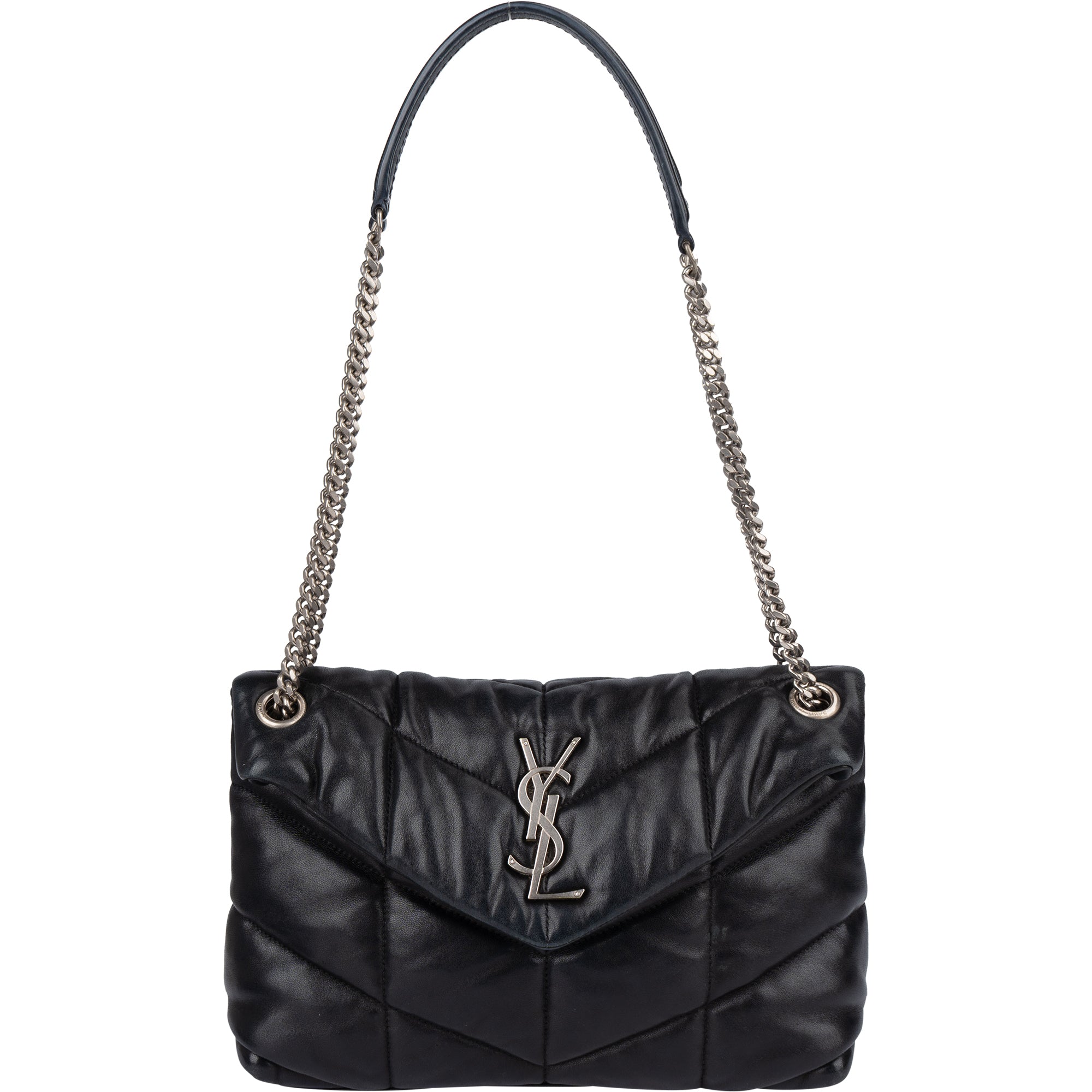 Saint Laurent Quilted Lambskin Loulou Puffer Medium Crossbody Bag - vintageandkickz