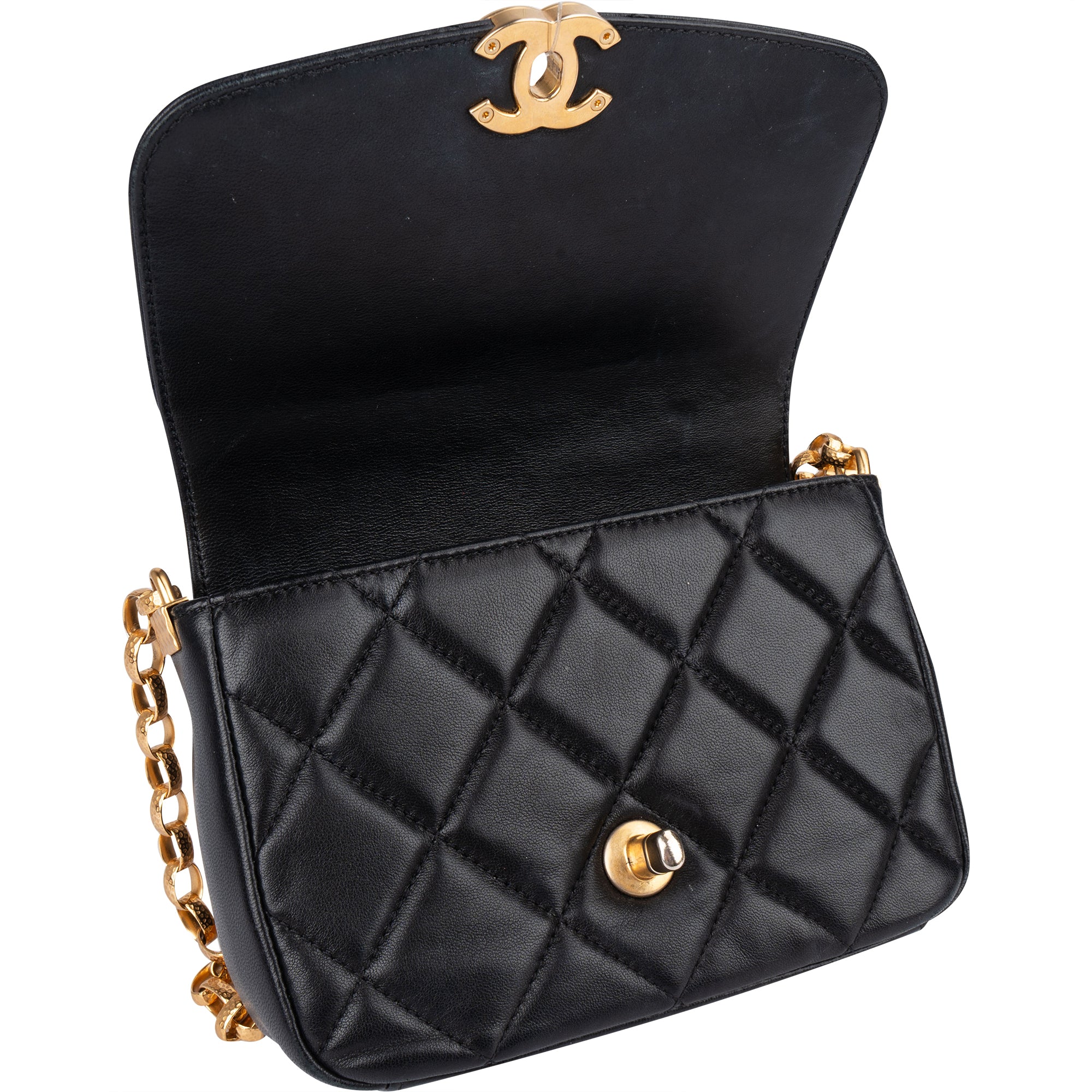 Chanel Quilted Lambskin Mini Coin Single Flap Crossbody Bag - vintageandkickz