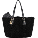 Gucci Suede GG Monogram Jolicoeur Shearling Tote Handbag - vintageandkickz