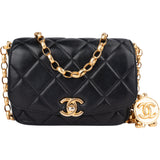 Chanel Quilted Lambskin Mini Coin Single Flap Crossbody Bag - vintageandkickz