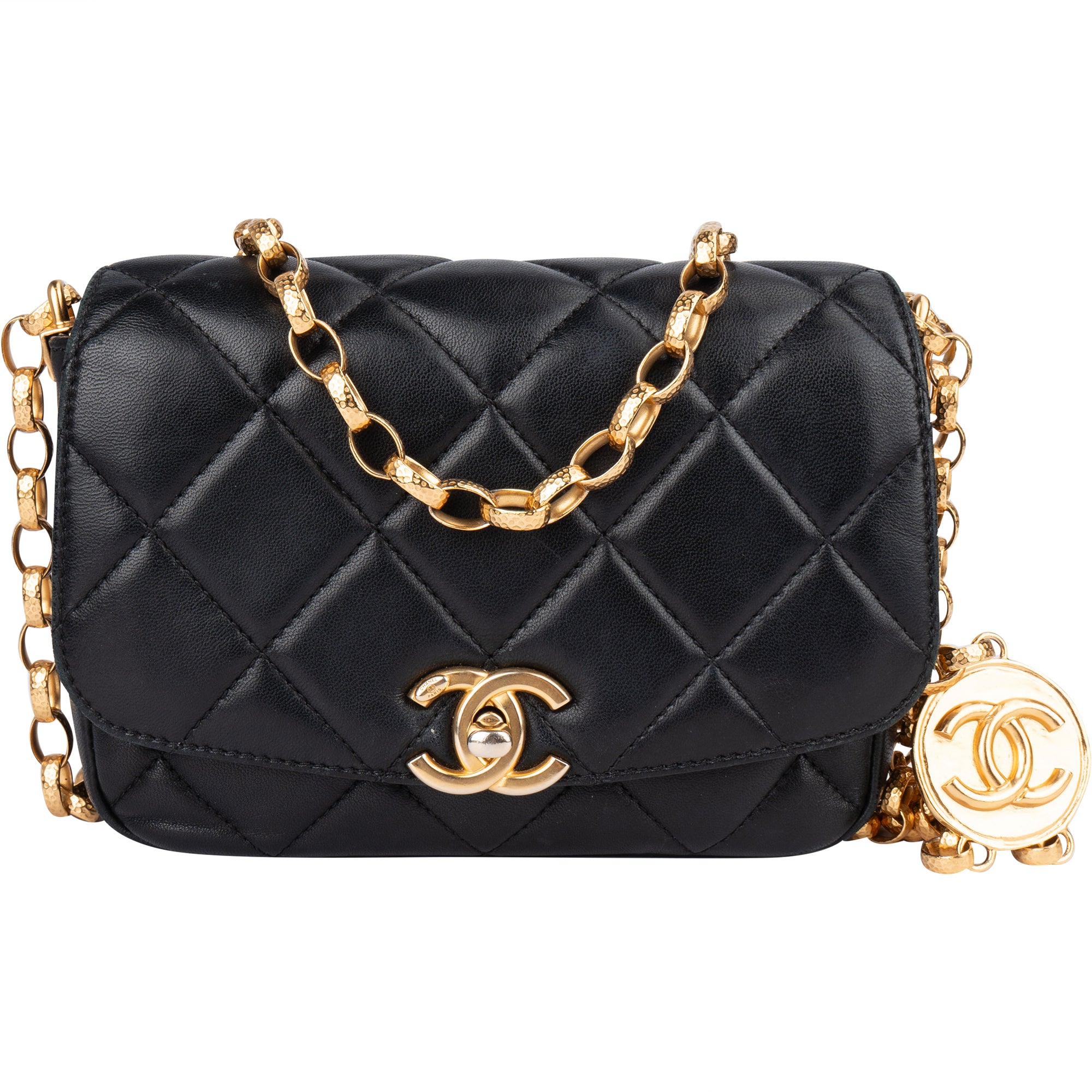 Chanel Quilted Lambskin Mini Coin Single Flap Crossbody Bag - vintageandkickz