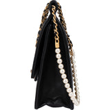 Chanel Quilted Lambskin Pearl Strap Single Flap Crossbody Bag
