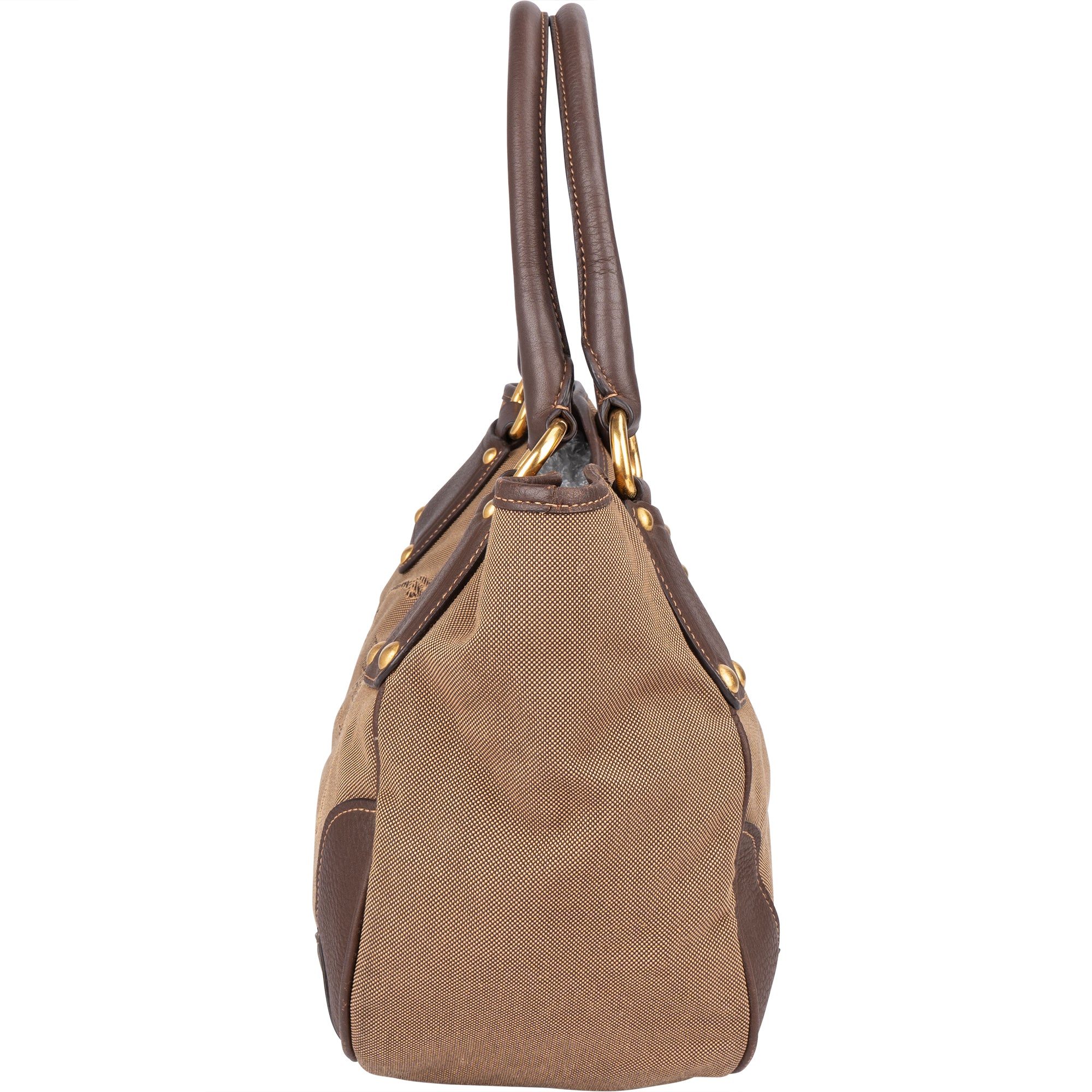 Prada Logo Jacquard Triangle Tote Handbag - vintageandkickz