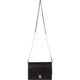 Chanel Quilted Lambskin Pearl Strap Single Flap Crossbody Bag