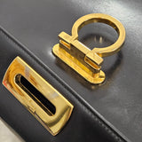 Salvatore Ferragamo Black Leather Calfskin Gancini Top Handle Handbag