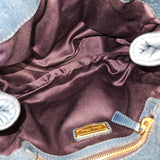 Miu Miu Blue Leather Vitello Lux Pleated Handbag