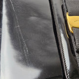 Salvatore Ferragamo Black Patent Calf Leather Vara Bow Top Handle Handbag