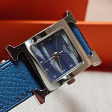 Hermès Silver Tone Heure H Women Watch HH1.210 Blue