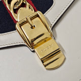 Gucci White Leather Sylvie Mini Top Handle Crossbody Handbag