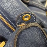 Chloé Blue Grained Leather Marcie Shoulder Bag