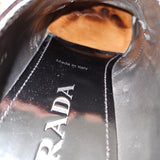 Prada Black Spazzolato Triangle Leather Loafer Shoes (39)