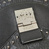 MCM Visetos Monogram Patricia Studded Saddle Crossbody Handbag