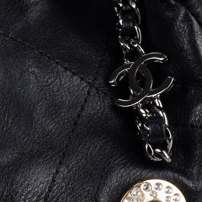 Chanel Black Swarovski Charm Hobo Bag
